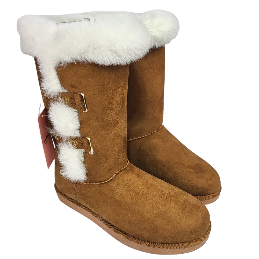 Juicy Couture Koded Faux Fur Winter Boots Cognac Micro 7 - Picture 6 of 8